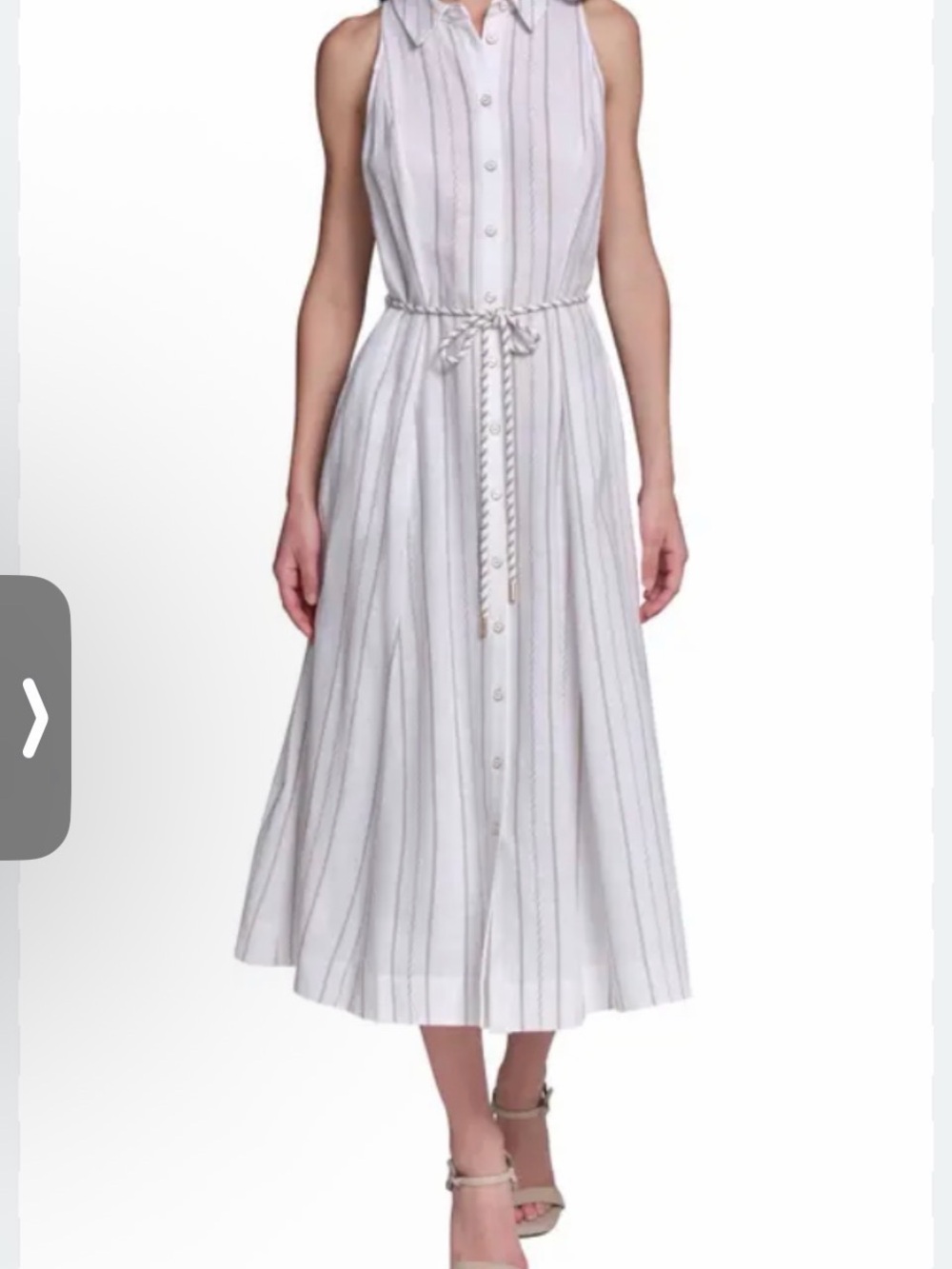 Karl Lagerfeld White Sleeveless Striped Midi Dress